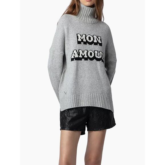 Zadig & Voltaire Alma Mon Amour Merino Wool Turtleneck Sweater, Sz L - Picture 1 of 6